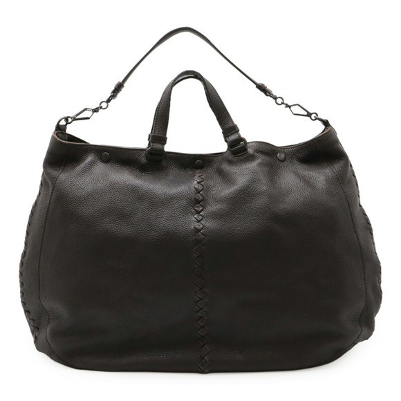 BOTTEGA VENETA Black Leather Intrecciato Tote Bag